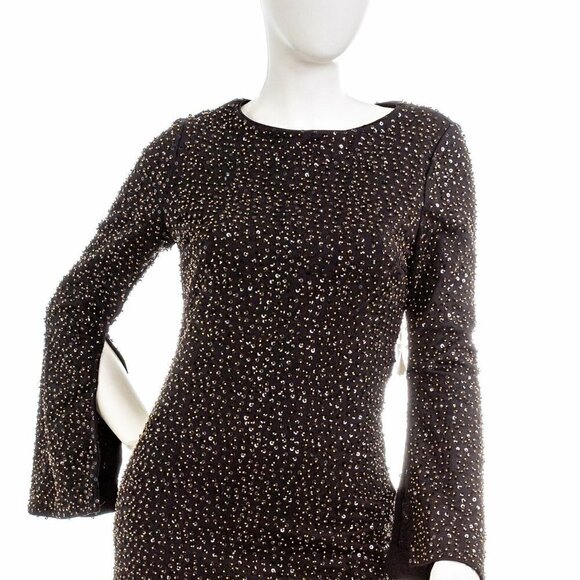 NWOT! Altar'd State Black Mini Sequin Cocktail Dress with Bell Sleeves - Small - Picture 8 of 9